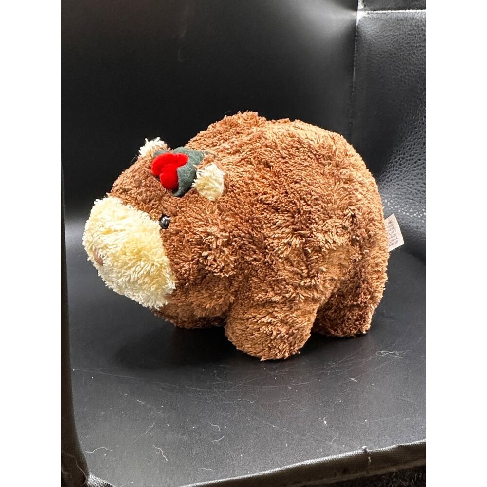 Chosun‎ holly Christmas Xmas brown bear plush stuffed animal Vtg RARE